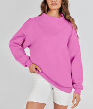 Women's Slit Mock Neck Oversized Sweatshirt (Buy 2 Free Shipping) - Image 9