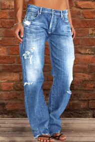 Ripped Low Waist Straight Leg Jeans(Buy 2 Free Shipping) - Image 7