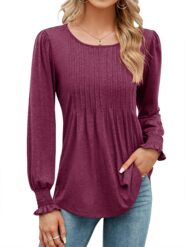 Women's Pleated Puff Long Sleeve Tunic Tops (Buy 2 Free Shipping) - Image 9