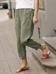 Linen-cotton Women's Large Size Loose Pants - Image 11