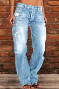 Ripped Low Waist Straight Leg Jeans(Buy 2 Free Shipping) - Image 10