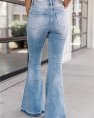 90s Vintage Button Up High Waist Flare Jeans - Image 5