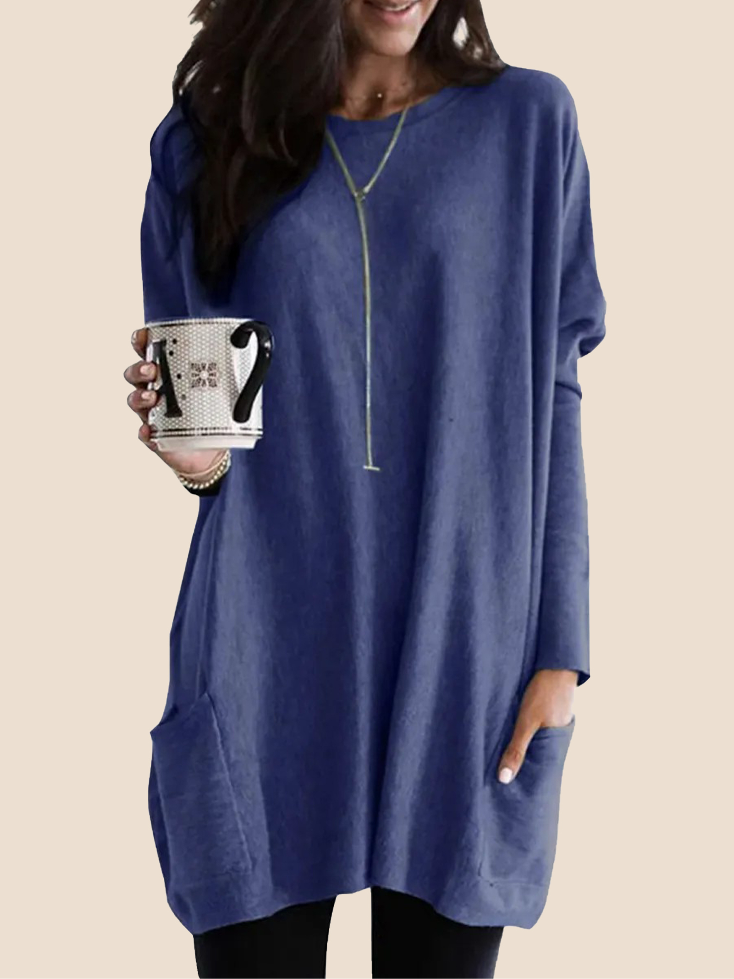 1-1-56 Women's Lightweight Long Sleeve Tunic Top (Buy 3 Free Shipping) - Image 1