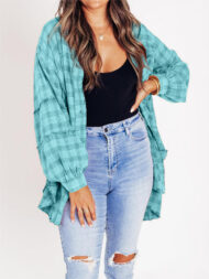 Women's Mineral Washed Button Down Plaid Flannel Shirt (Buy 2 Free Shipping) - Image 17