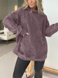 Denim Hooded Sweatshirt with Front Pockets (Buy 2 Free Shipping) - Image 7