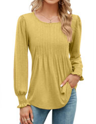 Women's Pleated Puff Long Sleeve Tunic Tops (Buy 2 Free Shipping) - Image 10