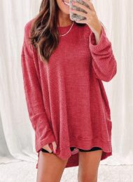 Women's Oversized Waffle Knit Top (Buy 2 Free Shipping) - Image 4