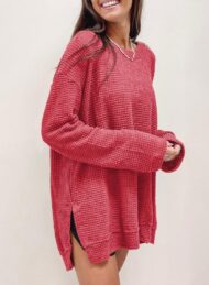 Women's Oversized Waffle Knit Top (Buy 2 Free Shipping) - Image 5