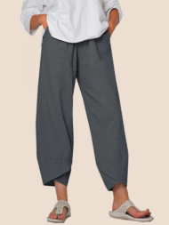 Women's Cotton Linen Simple Loose Casual Ninth Pants - Image 2
