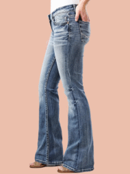 90s Vintage Embroidery Pocket Low Waist Jeans - Image 2