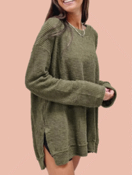 Women's Oversized Waffle Knit Top (Buy 2 Free Shipping) - Image 2
