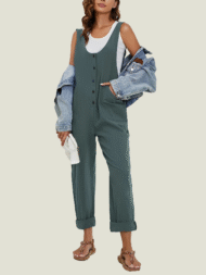 Women's Adjustable Straps Button Up Jumpsuit (Buy 2 Free Shipping) - Image 2