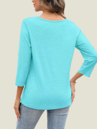 Women's 3/4 Length Sleeves V Neck Basic Tops (Buy 3 Free Shipping) - Image 2