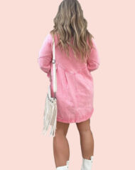 Button Denim Bubble Sleeve Dress (Buy 2 Free Shipping) - Image 2