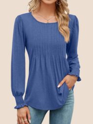 Women's Pleated Puff Long Sleeve Tunic Tops (Buy 2 Free Shipping)