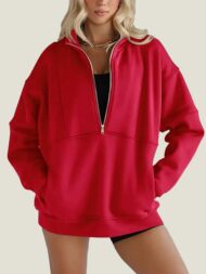 Women's Half Zip Oversized Sweatshirt with Pockerts (Buy 2 Free Shipping) - Image 2