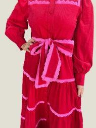 Women's Button Down Scalloped Tiered Corduroy Dress (Buy 2 Free Shipping) - Image 2