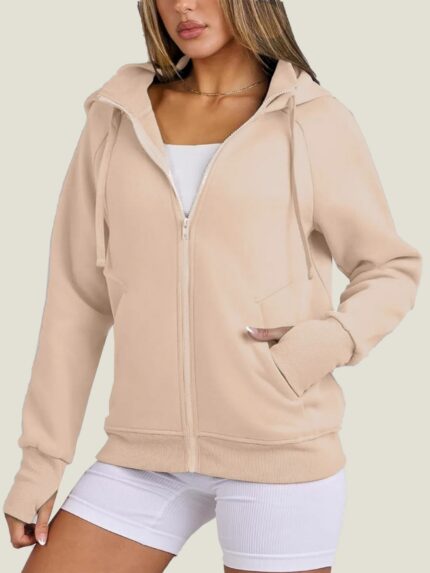 Women's Zip Up Drawstring Hoodie Jacket (Buy 2 Free Shipping)