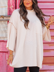 Oversize High Neck Urban Ribbed Tunic (Buy 2 Free Shipping) - Image 8