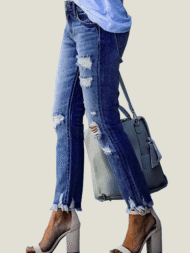Washed Frayed Fringed Jeans - Image 2