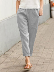 Linen-cotton Women's Large Size Loose Pants - Image 7