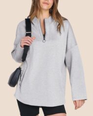 Women's Quarter Zip Oversized Tunic Hoodie (Buy 2 Free Shipping) - Image 2