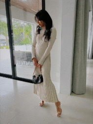 Fall New Sleeved Knit Midi Dress (Buy 2 Free Shipping) - Image 12