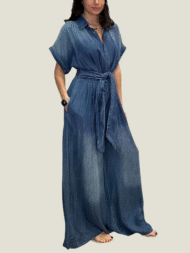 Women's Tie-Waist Wide-Leg Denim Jumpsuit (Buy 2 Free Shipping) - Image 2