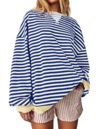Women's Striped Oversized Sweatshirt (Buy 2 Free Shipping) - Image 5