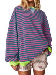 Women's Striped Oversized Sweatshirt (Buy 2 Free Shipping) - Image 4