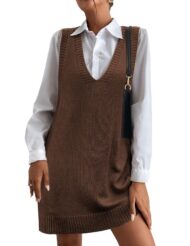 Women's V-Neck Sweater Vest Dress with Pockets (Buy 2 Free Shipping) - Image 7