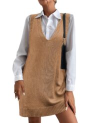 Women's V-Neck Sweater Vest Dress with Pockets (Buy 2 Free Shipping) - Image 4