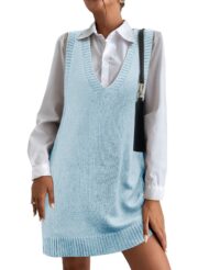 Women's V-Neck Sweater Vest Dress with Pockets (Buy 2 Free Shipping) - Image 8