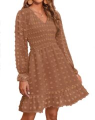 Women's Spring V Neck Swiss Dot Chiffon Mini Dress (Buy 2 Free Shipping) - Image 12
