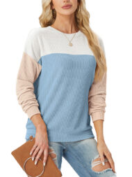 Women's Crewneck Color Block Ribbed Tops (Buy 2 Free Shipping) - Image 4