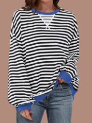 Women's Striped Oversized Sweatshirt (Buy 2 Free Shipping) - Image 2