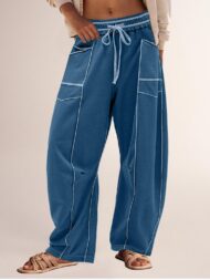Women's High Waisted Drawstring Wide Leg Baggy Barrel Pants (Buy 2 Free Shipping) - Image 8
