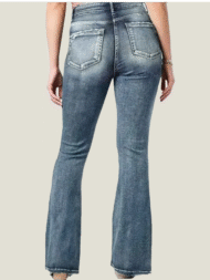 Vintage Button Mid Rise Flared Jeans - Image 2