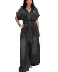 Women's Tie-Waist Wide-Leg Denim Jumpsuit (Buy 2 Free Shipping) - Image 9
