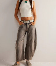 High Stretch Mid-Rise Barrel Jeans Fashion Wide Leg Shape (Buy 2 Free Shipping) - Image 19