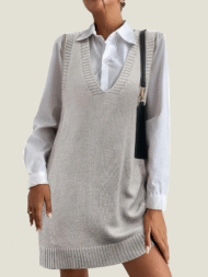 Women's V-Neck Sweater Vest Dress with Pockets (Buy 2 Free Shipping) - Image 10
