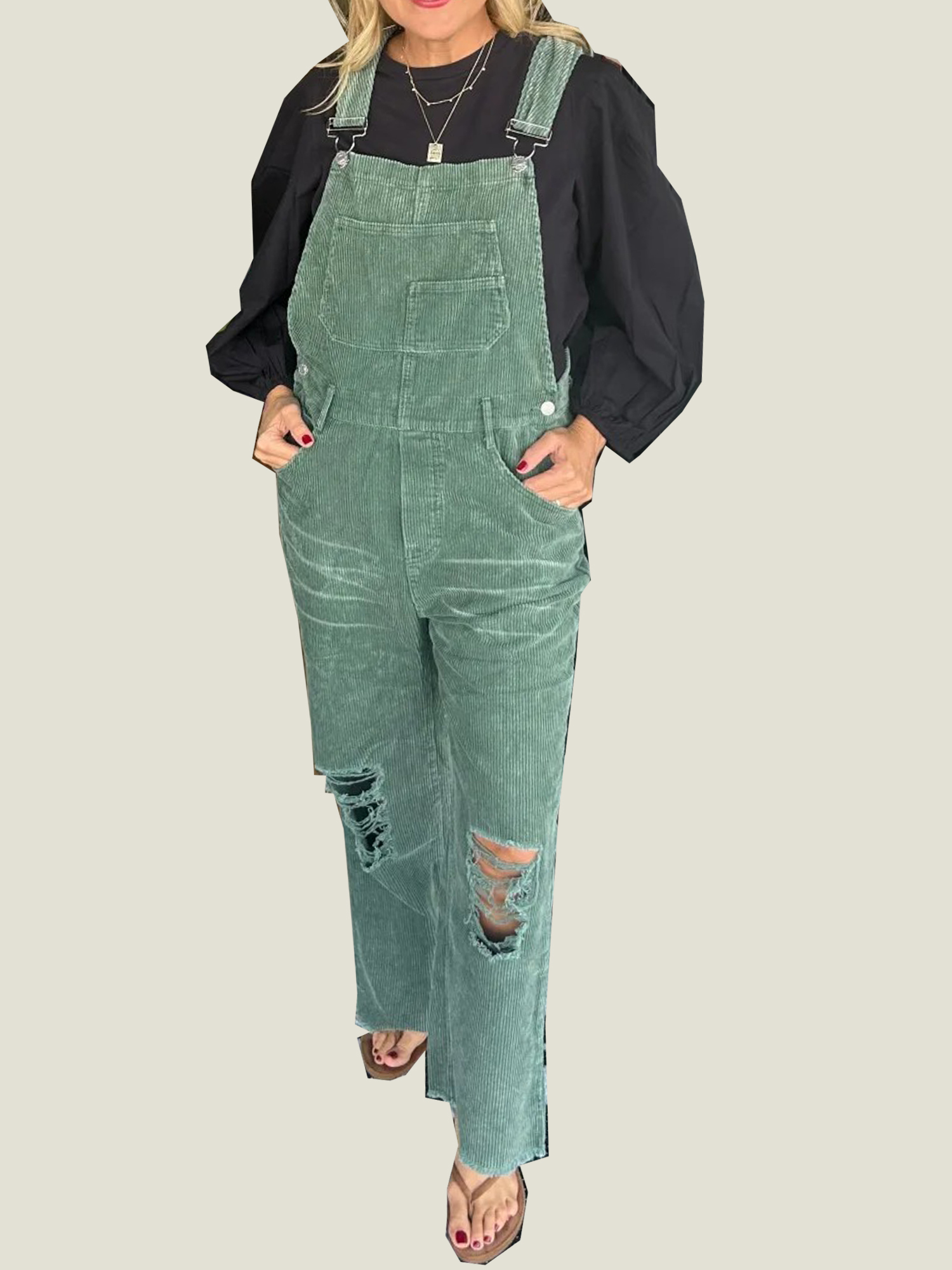 3-2 Women's Ripped Overalls Jumpsuit (Buy 2 Free Shipping) - Image 1