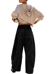 Women's High Waisted Drawstring Wide Leg Baggy Barrel Pants (Buy 2 Free Shipping) - Image 3