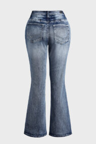90s Vintage Embroidery Pocket Low Waist Jeans - Image 7