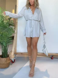 Satin Covered Nights Romper Dress Set (Buy 2 Free Shipping) - Image 6