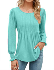 Women's Pleated Puff Long Sleeve Tunic Tops (Buy 2 Free Shipping) - Image 3