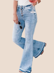 90s Vintage Button Up High Waist Flare Jeans
