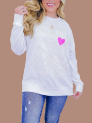 Women's Heart Skeleton Sequin Embellished Sweatshirt (Buy 2 Free Shipping) - Image 2