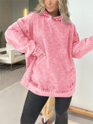 Denim Hooded Sweatshirt with Front Pockets (Buy 2 Free Shipping) - Image 5