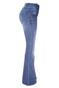 Vintage Button Mid Rise Flared Jeans - Image 10